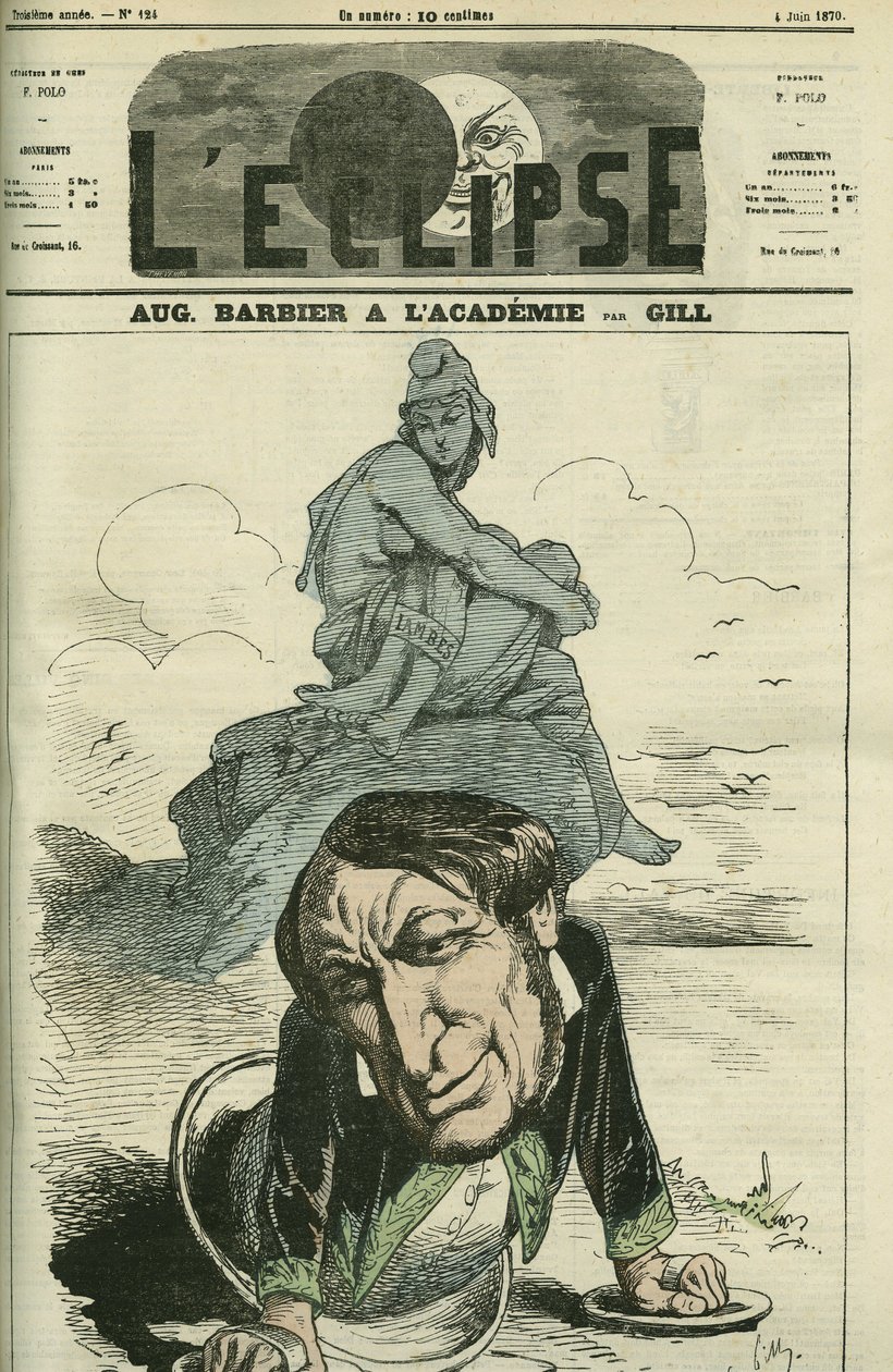 Auguste Barbier (1805-1882), fransk poet valgt inn i det franske akademiet i 1869. Omslag i "" L