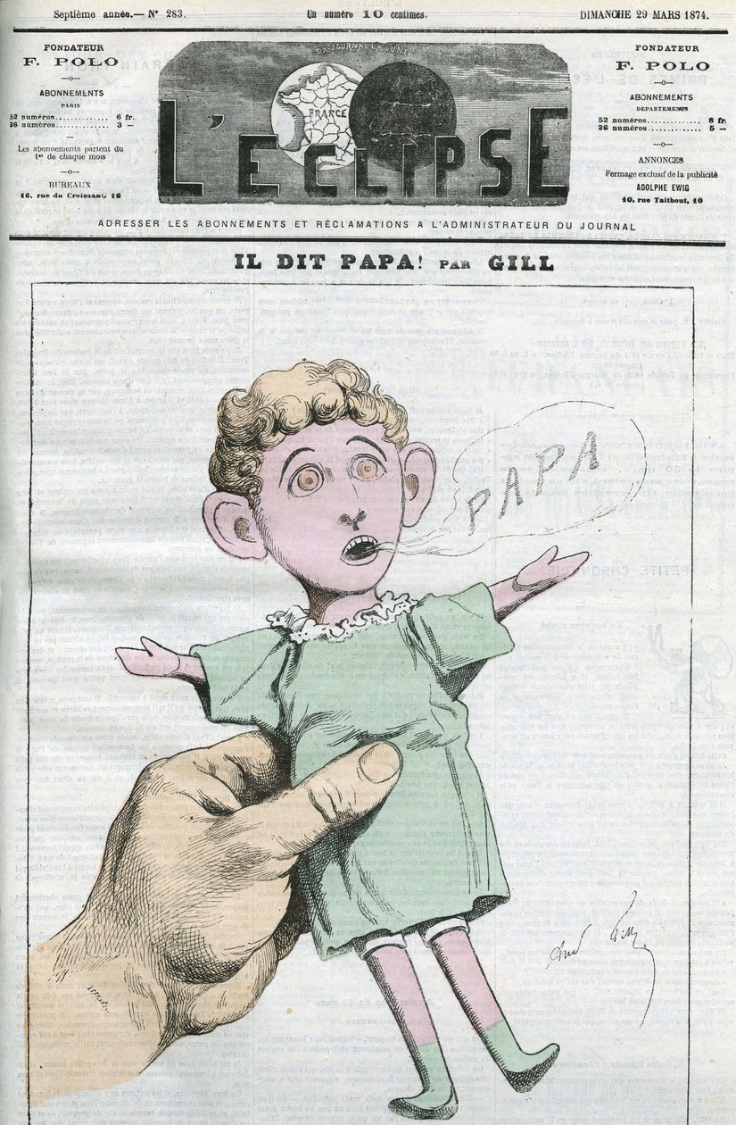 Karikatur av Napoleon Eugene Louis Bonaparte (1856-1879), sønn av Napoleon III. Omslag i "" L