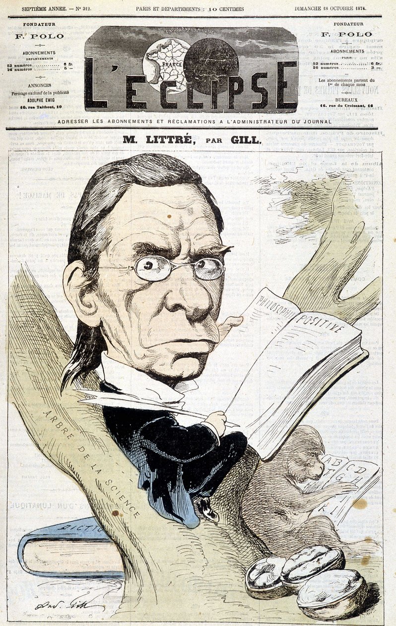 Karikaturportrett av Littré av Gill. Forside av "" L