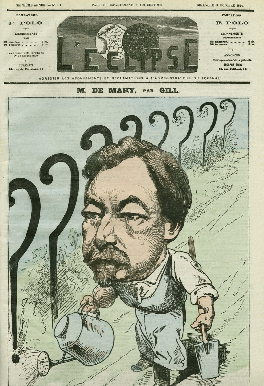 Tegneserie av Francois Cesaire de Mahy (1830-1906), fransk lege, journalist og politiker. Omslag i "" L