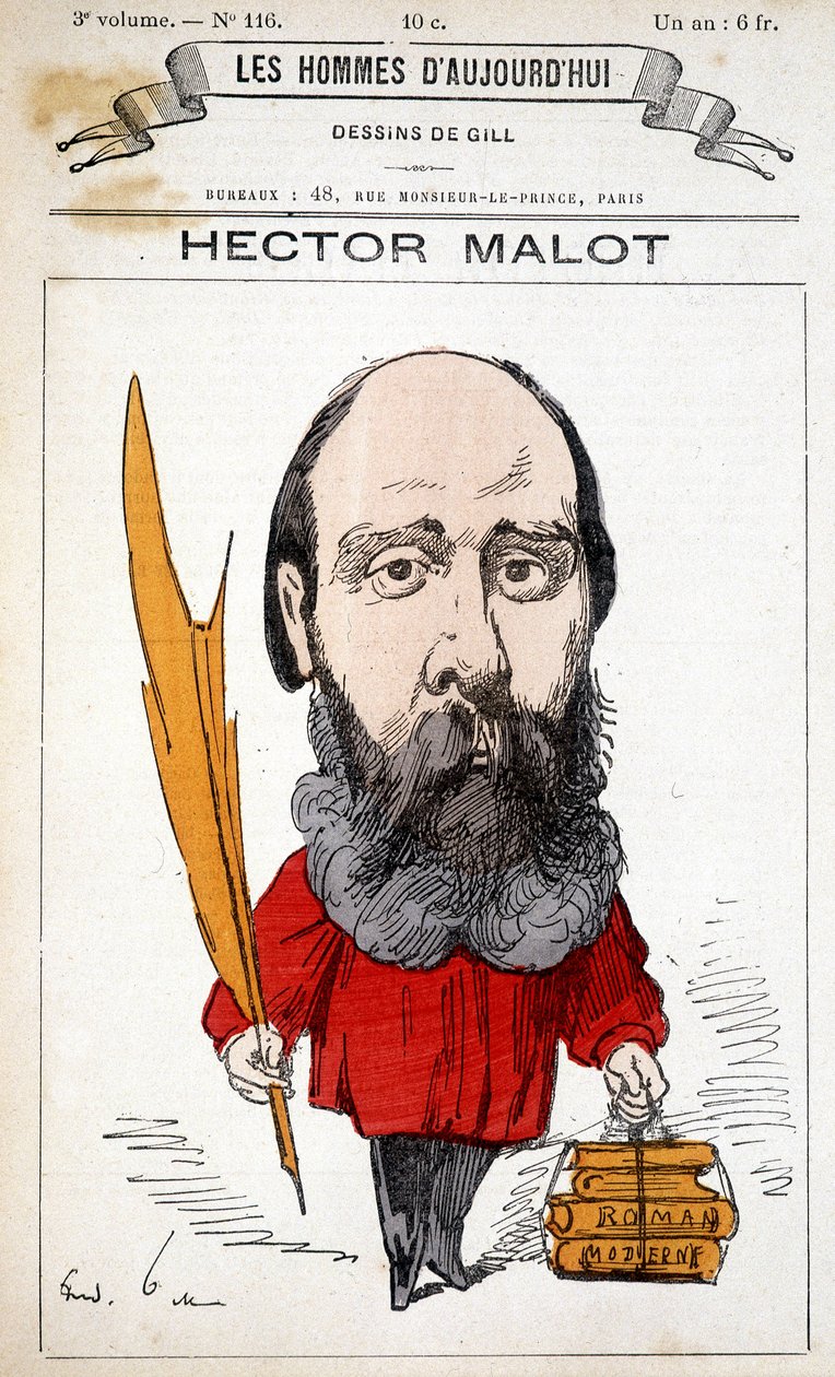 Tegneserie av Hector Malot, fransk forfatter (1830-1907) - av Gill, i "" Les Hommes d