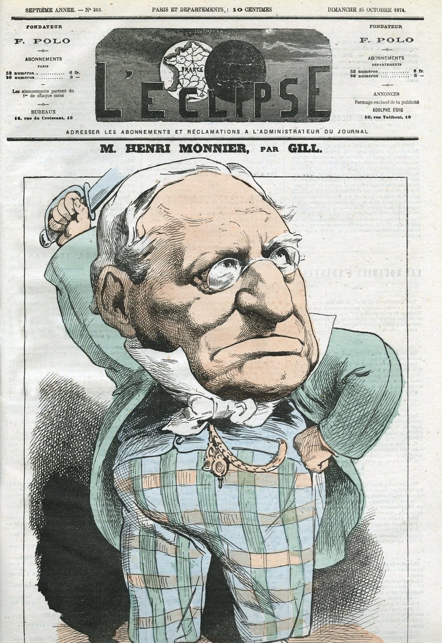 Tegneserie av Henri Monnier (1799-1877), fransk dramatiker, tegneserieskaper, skuespiller. Omslag i "" L