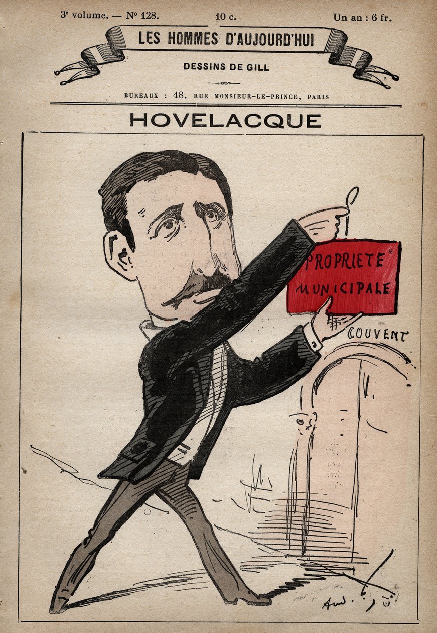 Tegneserie av Abel Hovelacque 1873-1896 Engelsk lingvist og antropolog fra 