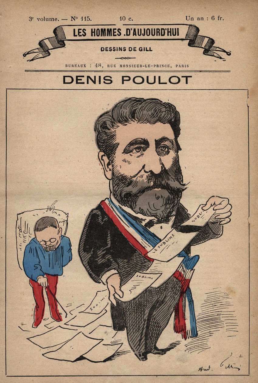 Tegneserie av Denis Poulot 1832-1905 fra 'Les Hommes d'Today' ca. 1779 - 1880 av Andre Gill (1840-85) av Andre Gill