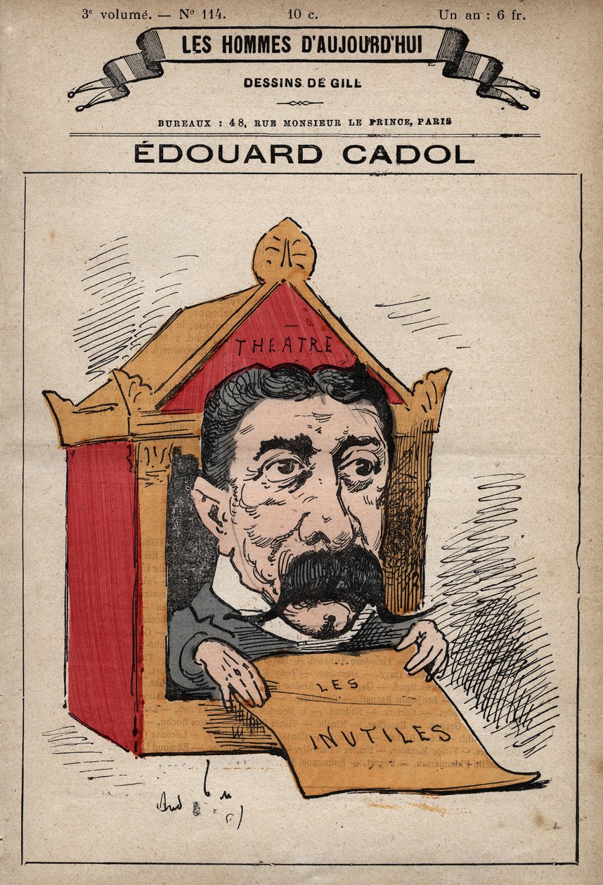 Cartoon of Edward Cadol (1831-1898) English novelist from 