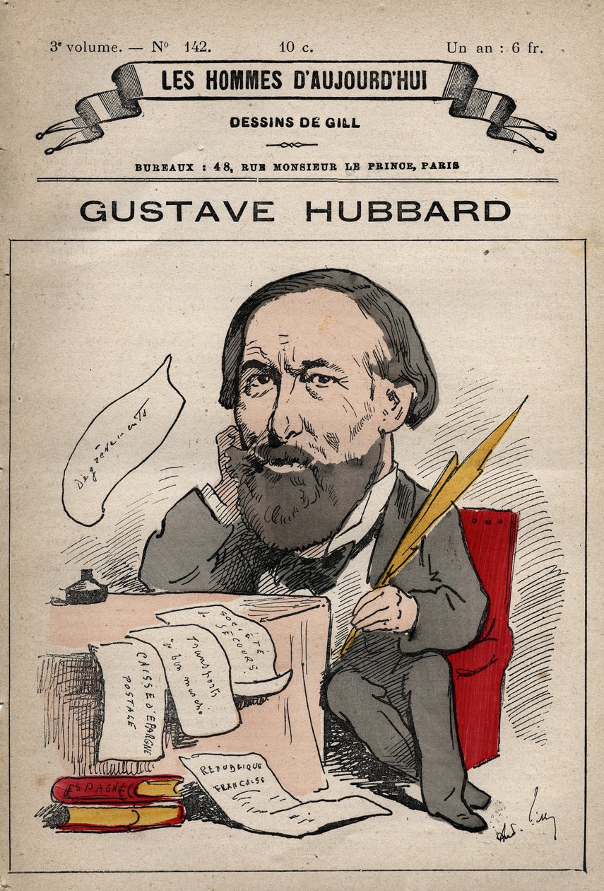 Cartoon of Nicolas Gustave Hubbard (1828-1888) English political economist from 