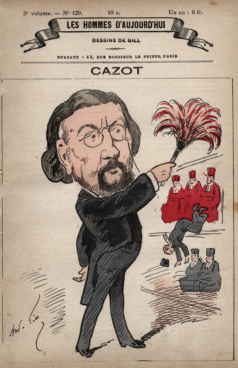 Tegneserie av Theodore Joseph Jules Cazot (1821-1912) fransk politiker, fra 'Les Hommes d'Today' ca. 1779 - 1880 av Andre Gill (1840-85) av Andre Gill