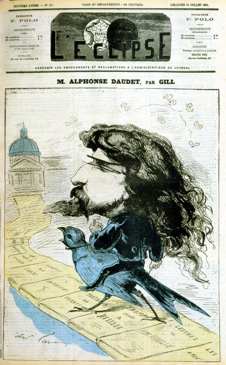Tegneserie om Alphonse Daudet og det franske akademiet - av Gill, i "" L