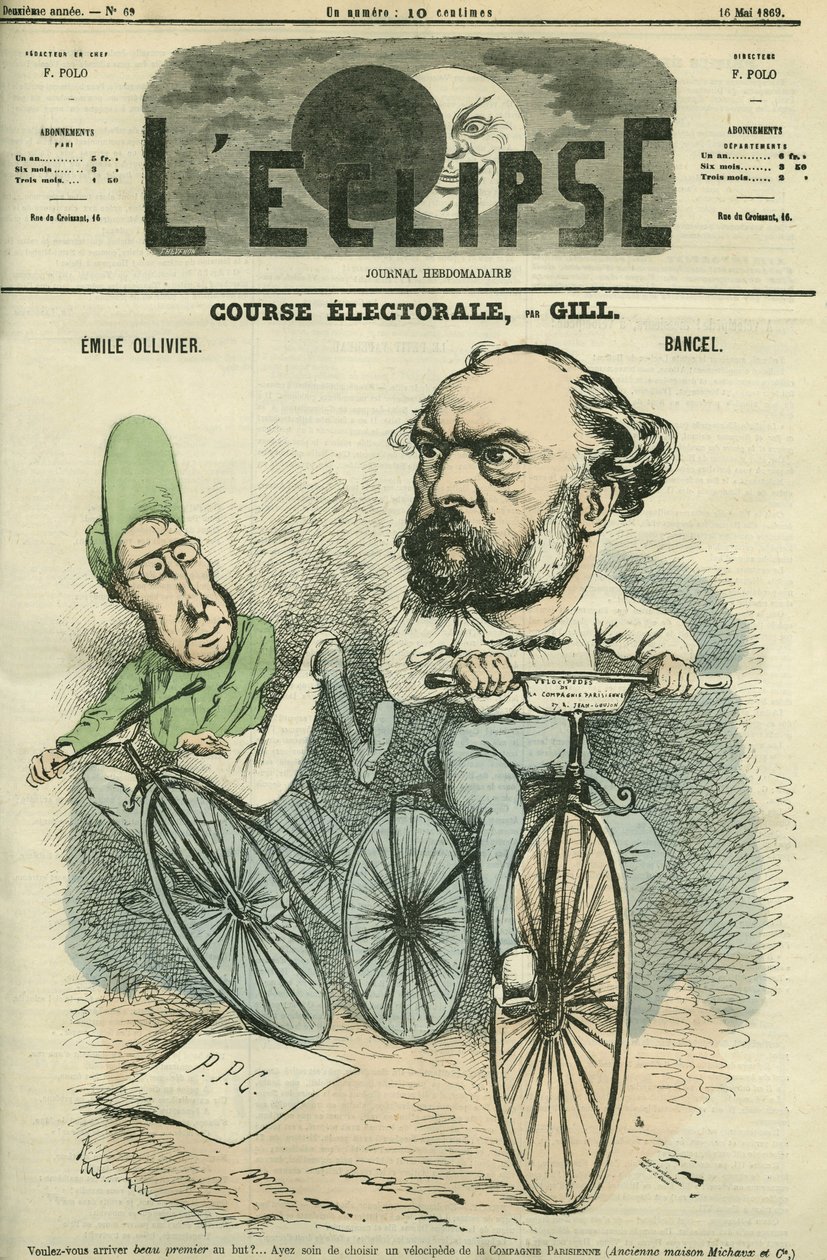 Emille Ollivier (1825-1913), fransk politiker og Bancel. Omslag i "" L