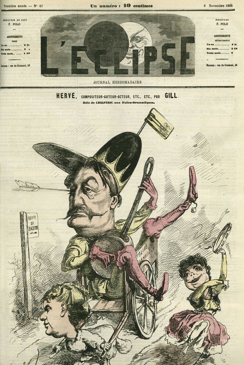 Florimond Ronger dit Herve (1825-1892), fransk komponist, forfatter, skuespiller, spiller rollen som Chilperic ved Theatre des Folies-Dramatiques. Omslag i "" L