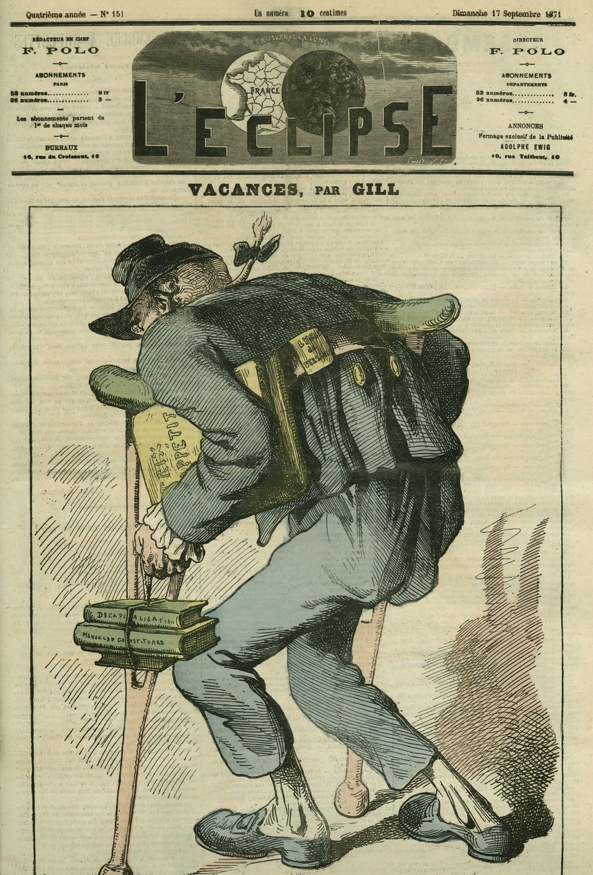 Helligdager. Omslag i "" L'Eclipse"" av Gill, 17. september av Andre Gill