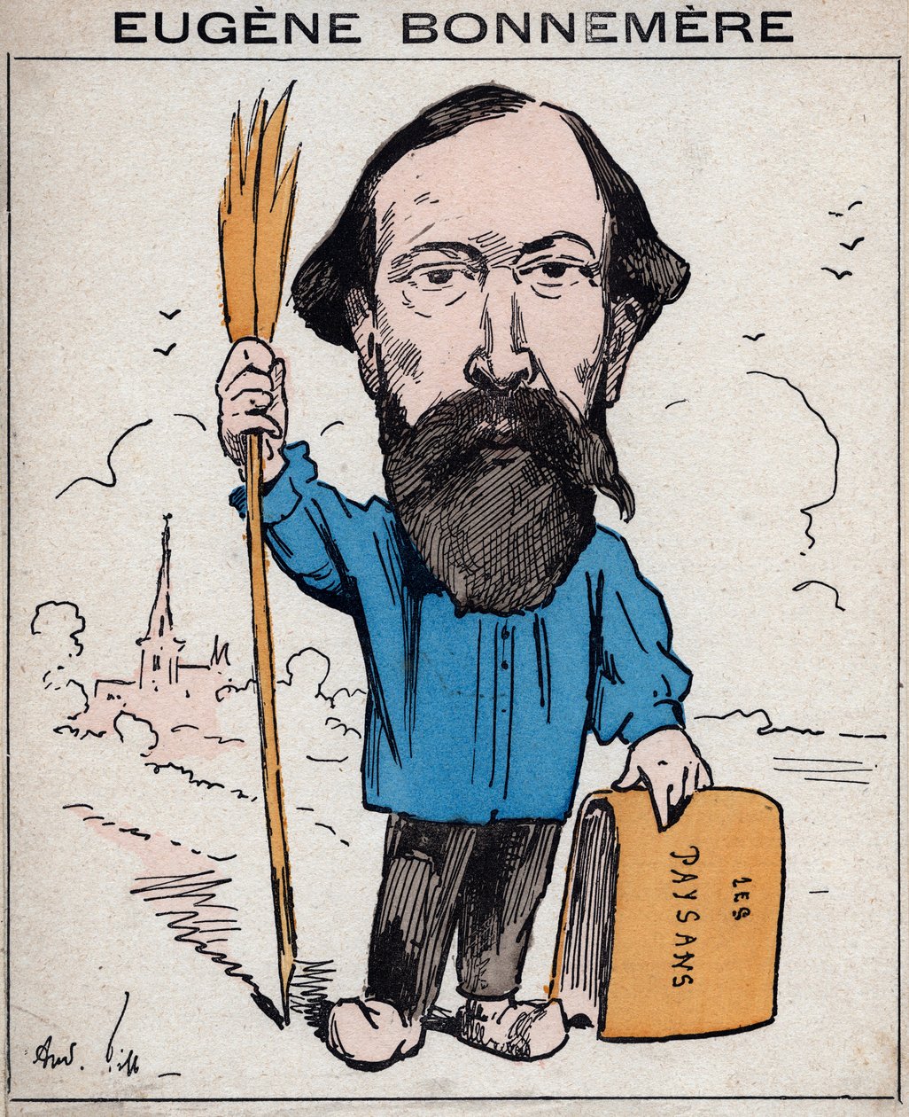 Joseph Eugene Bonnemere (1813-1893) fransk historiker og forfatter - tegneserie av Andre Gill, i "Les Hommes d'Today"", Paris av Andre Gill