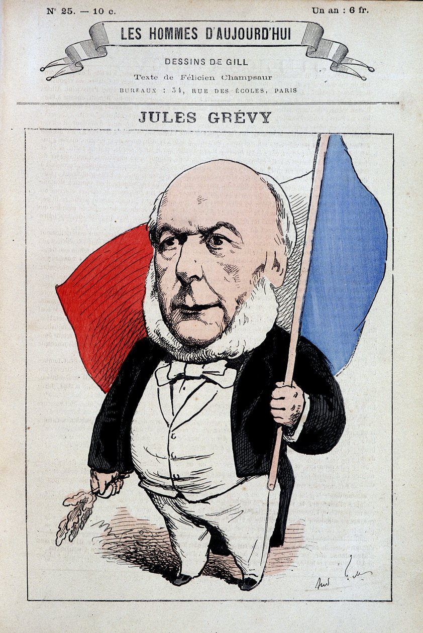 Jules Grevy med det franske flagget - av Gill, i "Les hommes d