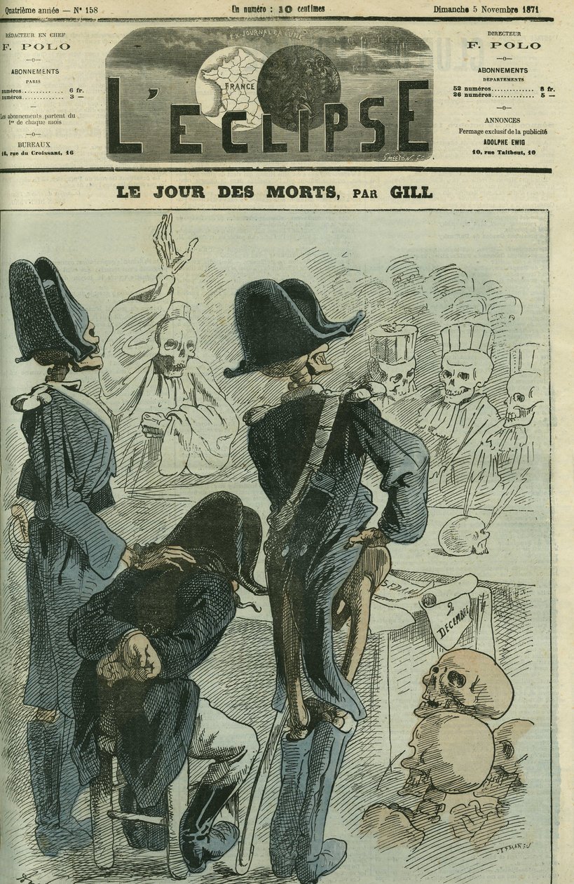 På de dødes dag ble Napoleon III (1808-1873) dommer foran en skjelettforsamling for nederlaget til Sedan. Omslag i "" L