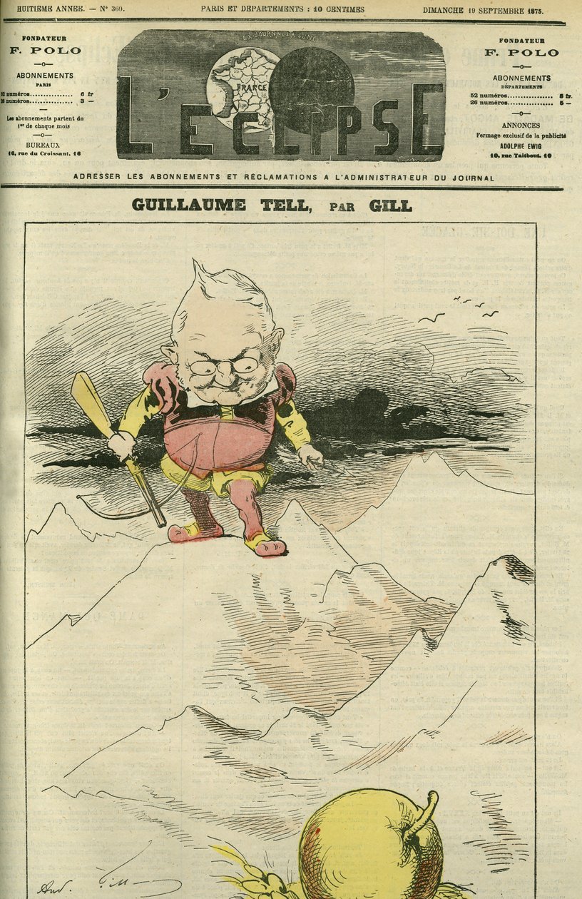 Portrett av Adolphe Thiers i Guillaume Tell (1797-1877), fransk historiker og politiker. Omslag i "" L