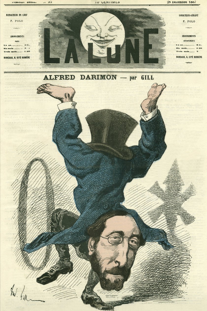Portrett av Alfred Darimon (1819-1902), fransk politiker. Tegneserie av Gill, i «La Lune», 28. desember av Andre Gill