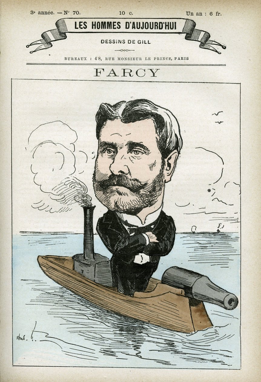 Portrett av Alphonse Farcy (1817-?), fransk portrettør. Karikatur av Gill, Paris. av Andre Gill