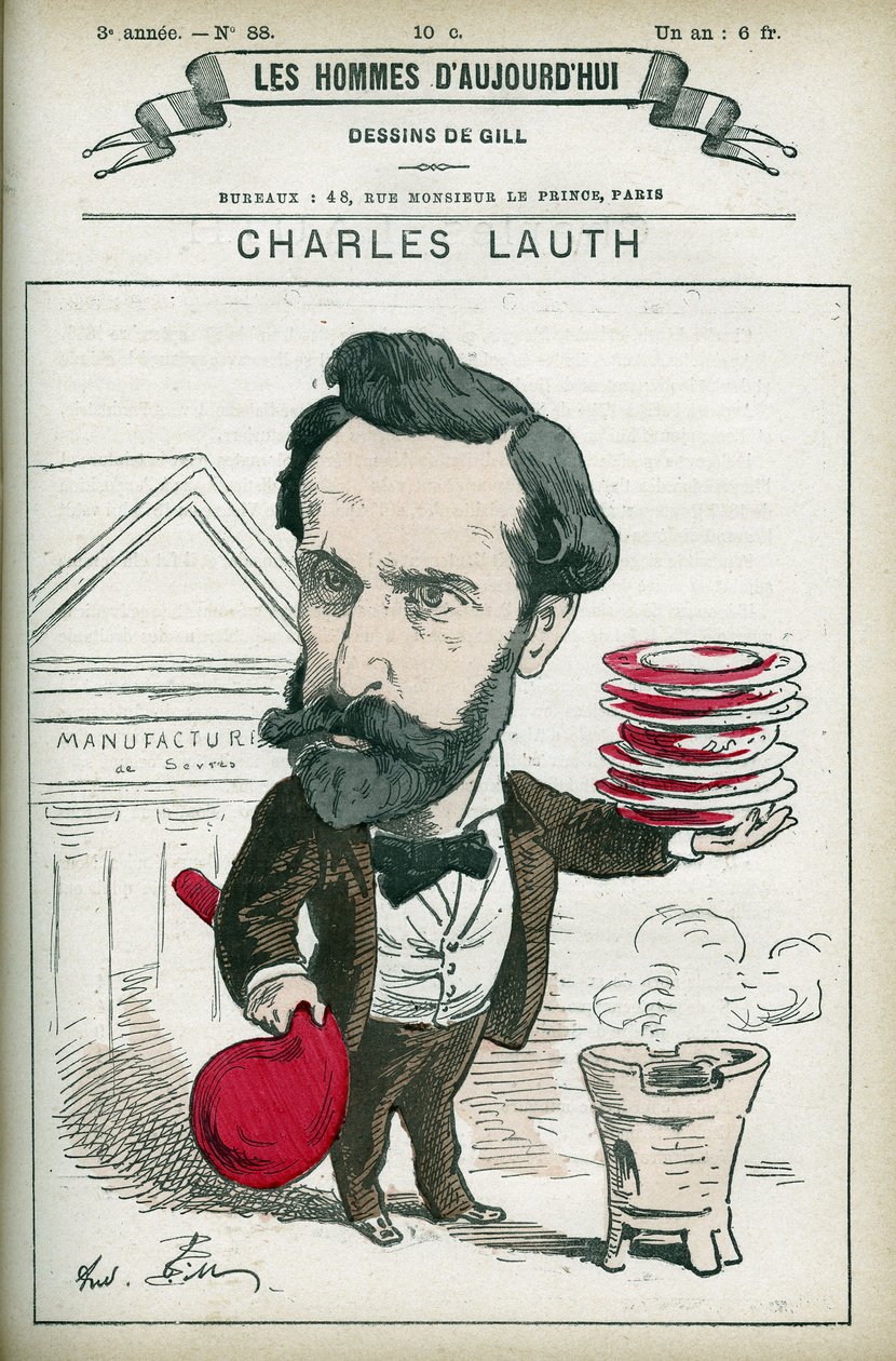 Portrett av Charles Lauth (1836-1913), en fransk kjemiker, han var direktør for Ecole Superieur de Physique et de Chemistry Industrielles (ESPCI) i Paris. Tegneserie av Gill, Paris. av Andre Gill