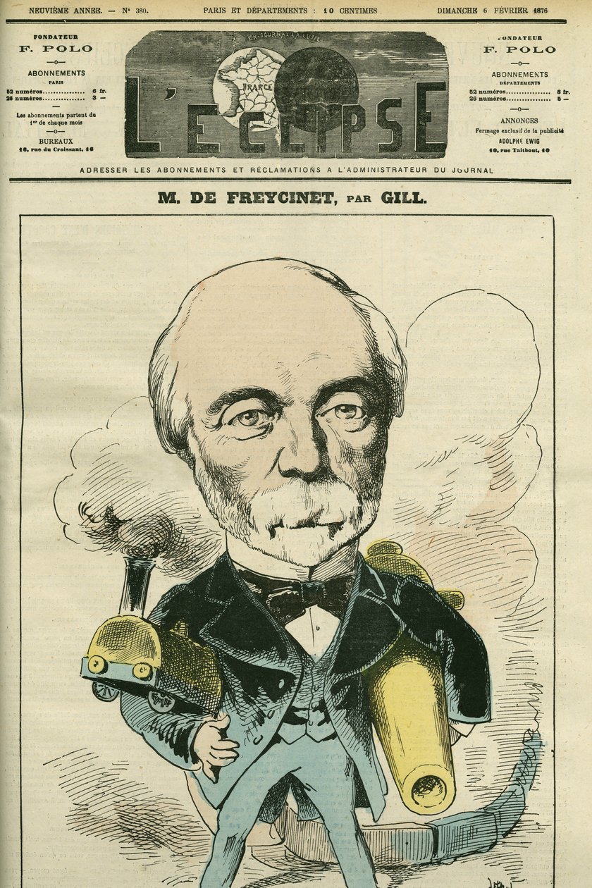 Portrett av Charles Louis de Saulces de Freycinet (1828-1923), fransk politiker og ingeniør. Omslag i "" L