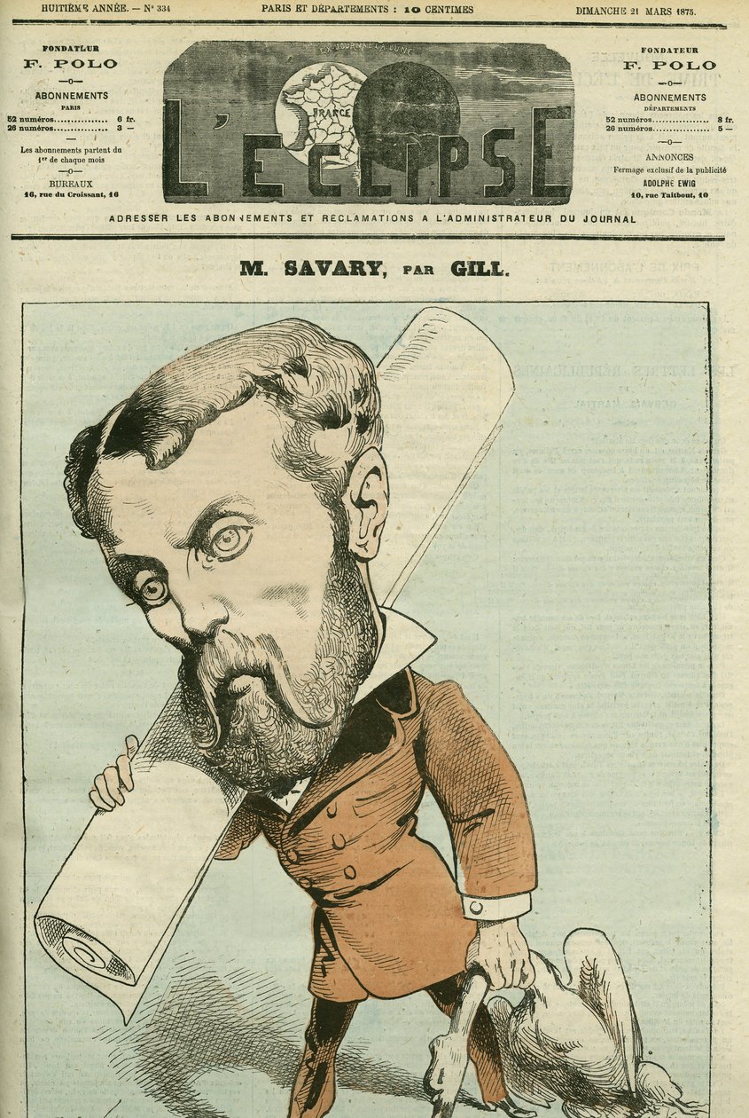 Portrett av Charles Savary (1845-89), en fransk politiker og forretningsmann, han var også journalist i Canada. Omslag i "" L