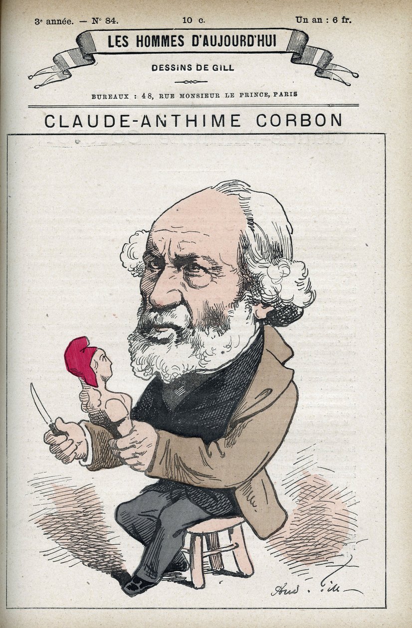 Portrett av Claude Anthime Corbon (1808-1891), fransk senator. Tegneserie av Gill i «The Men of Today». av Andre Gill