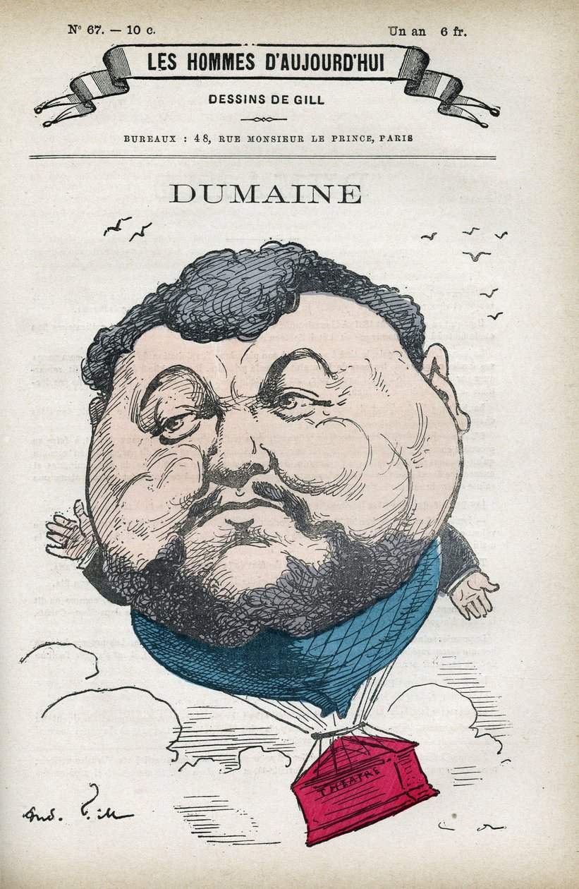 Portrett av Dumaine, fransk kunstner på 1800-tallet. Karikatur av Gill, Paris. av Andre Gill