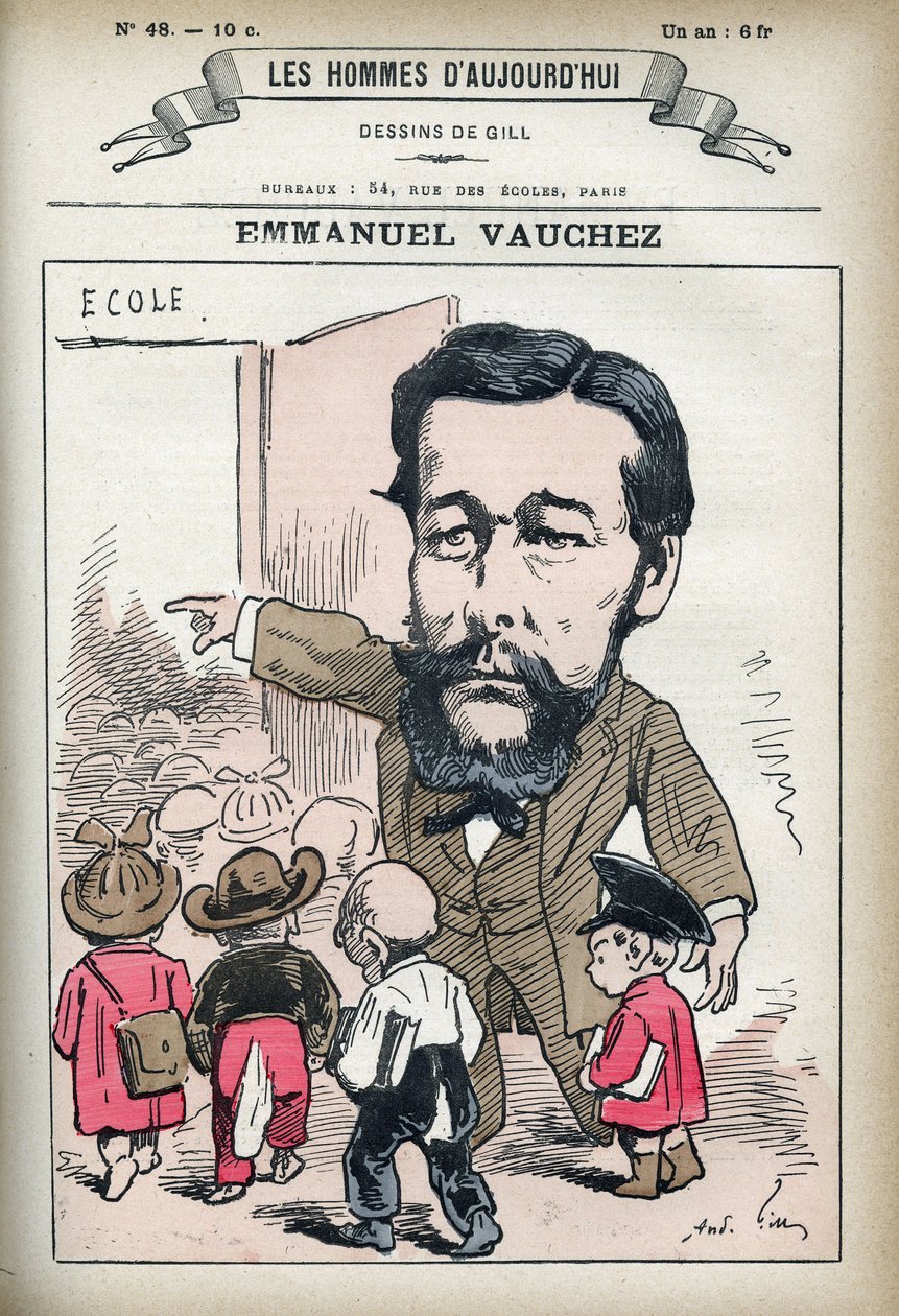 Portrett av Emmanuel Vauchez, fransk politiker. Karikatur av Gill, Paris. av Andre Gill