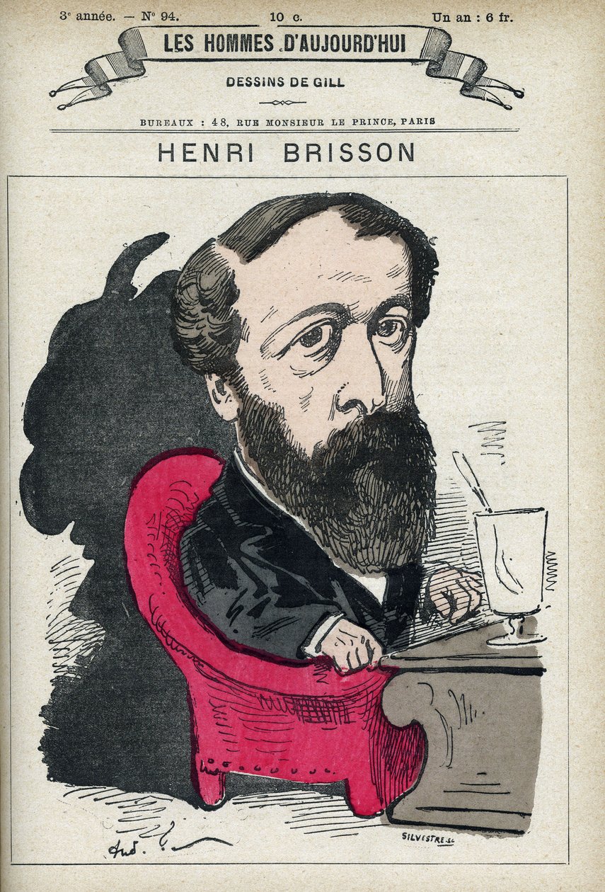 Portrett av Eugene Henri Brisson (1835-1912), fransk advokat, journalist og politiker. Tegneserie av Gill, Paris. av Andre Gill