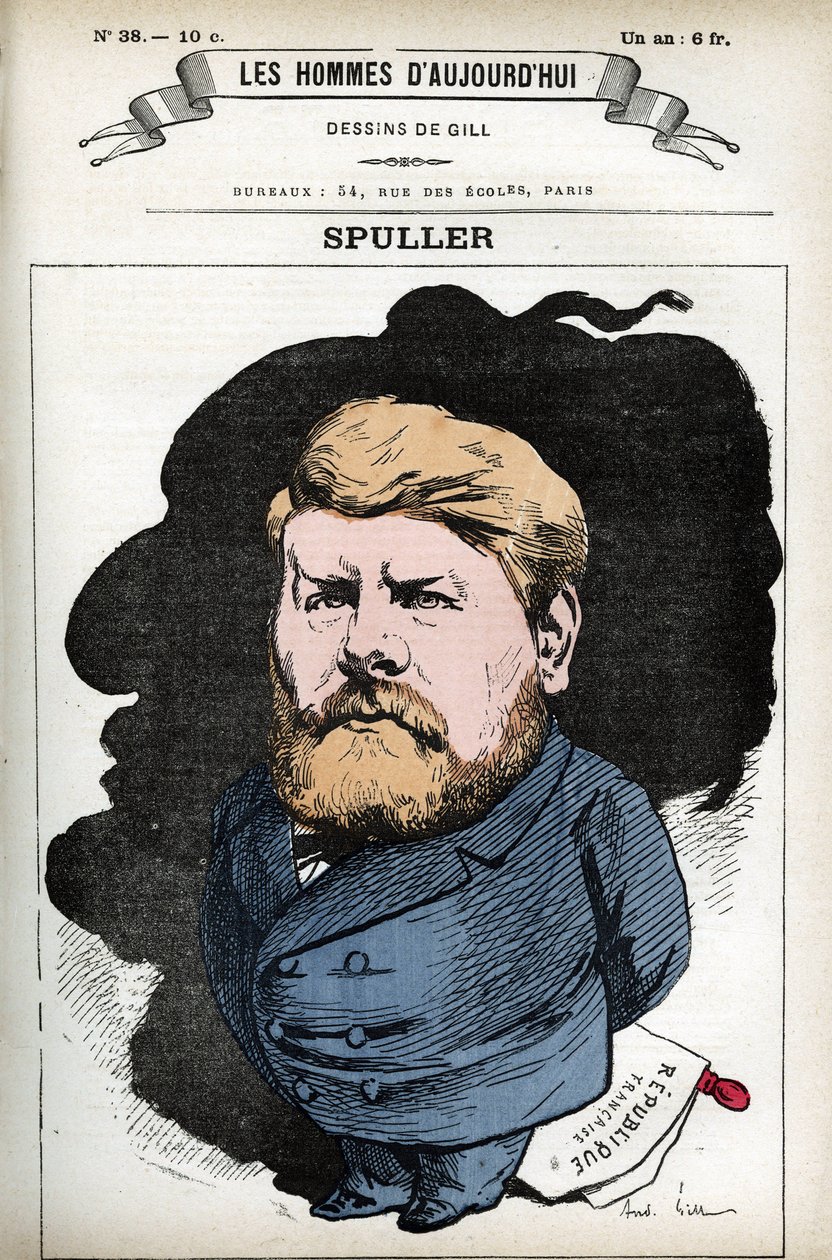 Portrett av Eugene Spuller (1835-1896), fransk politiker og advokat. Tegneserie av Gill, i «Les Homme d