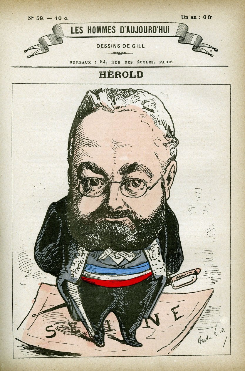 Portrett av Ferdinand Herold (1828-1882), fransk politiker. Karikatur av Gill, Paris. av Andre Gill
