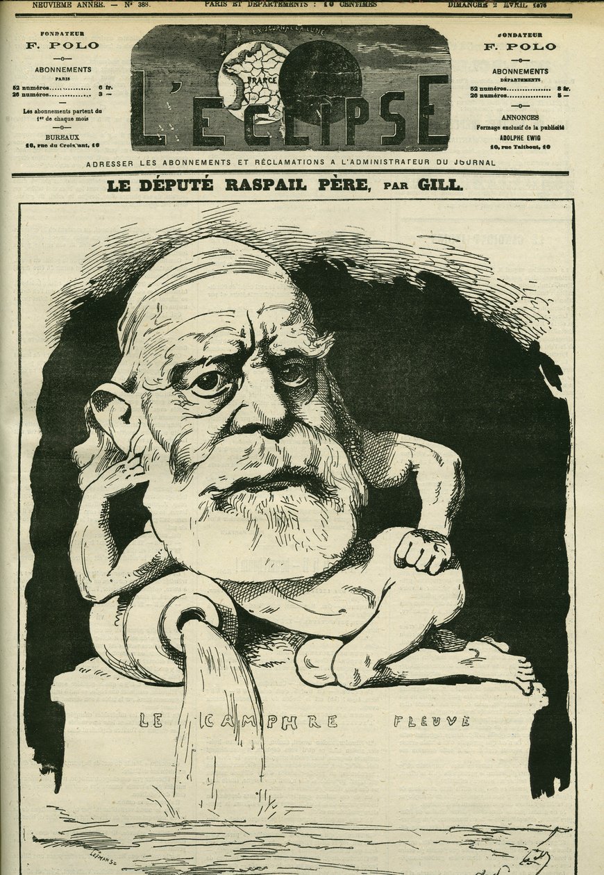 Portrett av Francois-Vincent Raspail (1794-1878), fransk kjemiker, lege og politiker. Omslag i "" L
