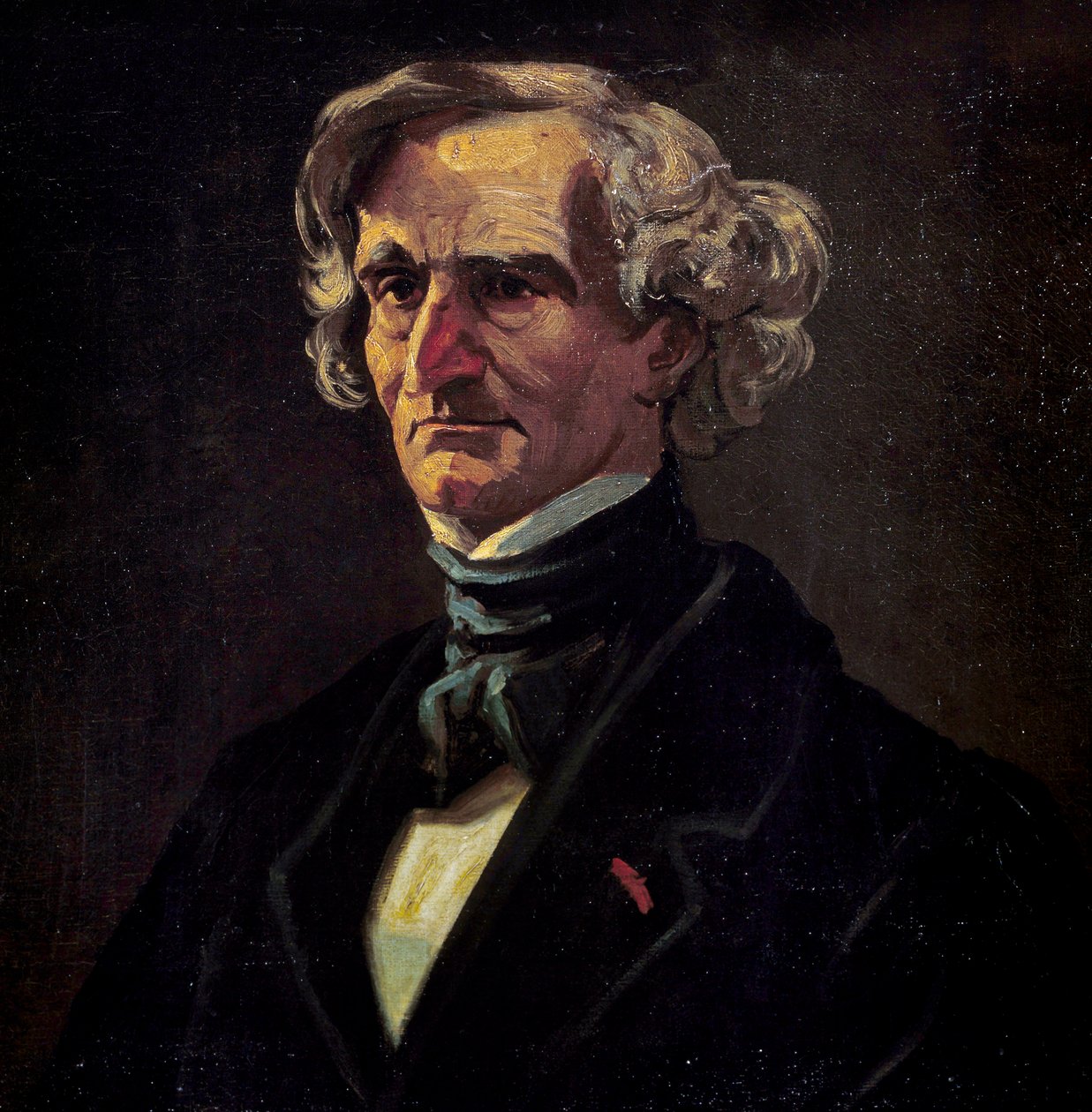 Portrett av Hector Berlioz (1803-1869), fransk komponist. detalj av maleriet av Andre Gill (1840-1885) av Andre Gill