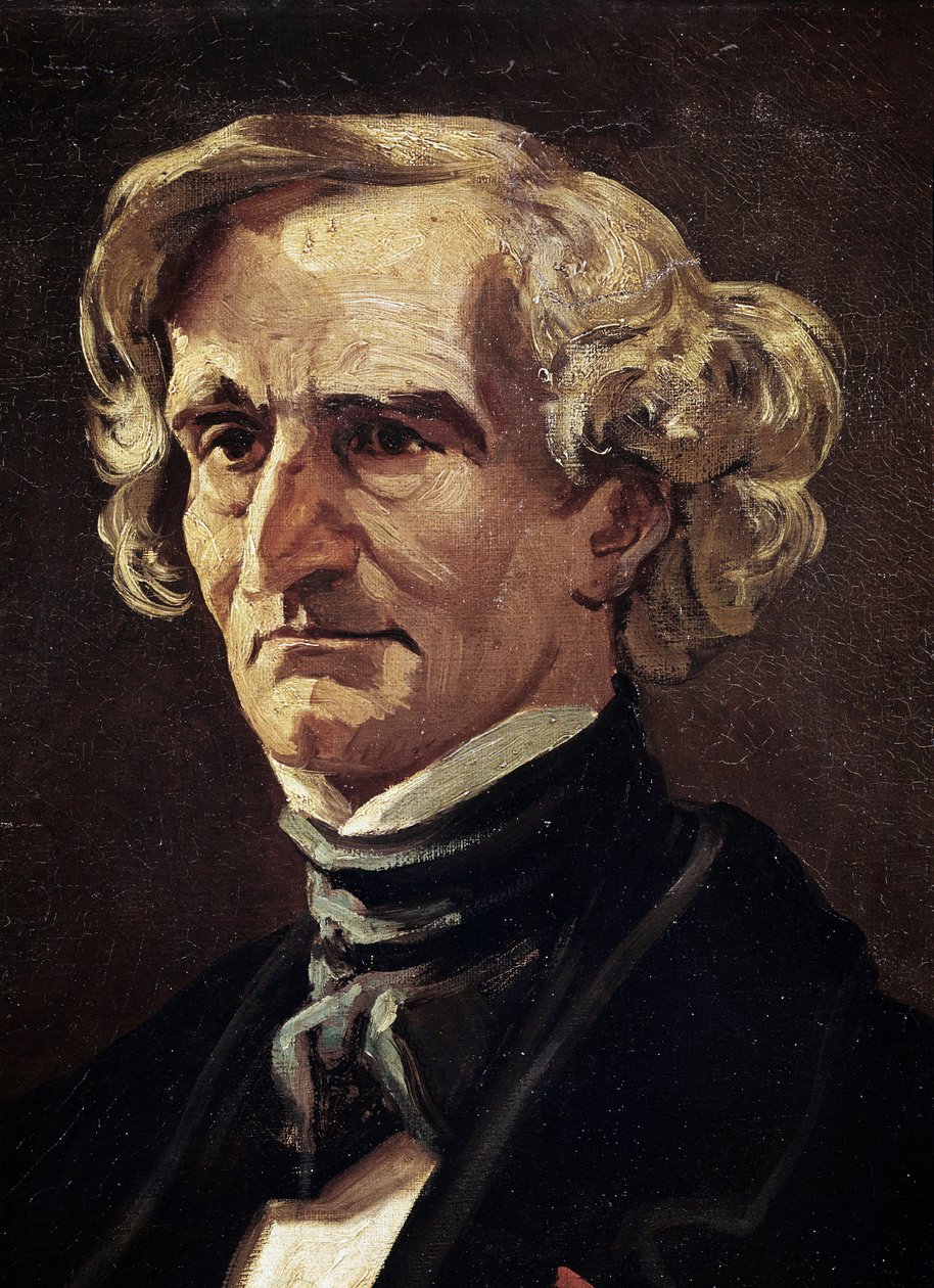 Portrett av Hector Berlioz, fransk komponist, detalj (olje på lerret av Andre Gill