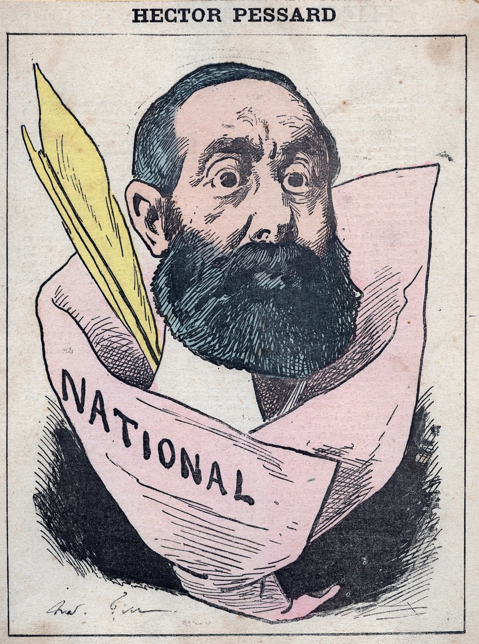 Portrett av Hector Pessard, fransk journalist og eier av avisen "" Le National"" tegneserie av Andre Gill, i "" Les Hommes d
