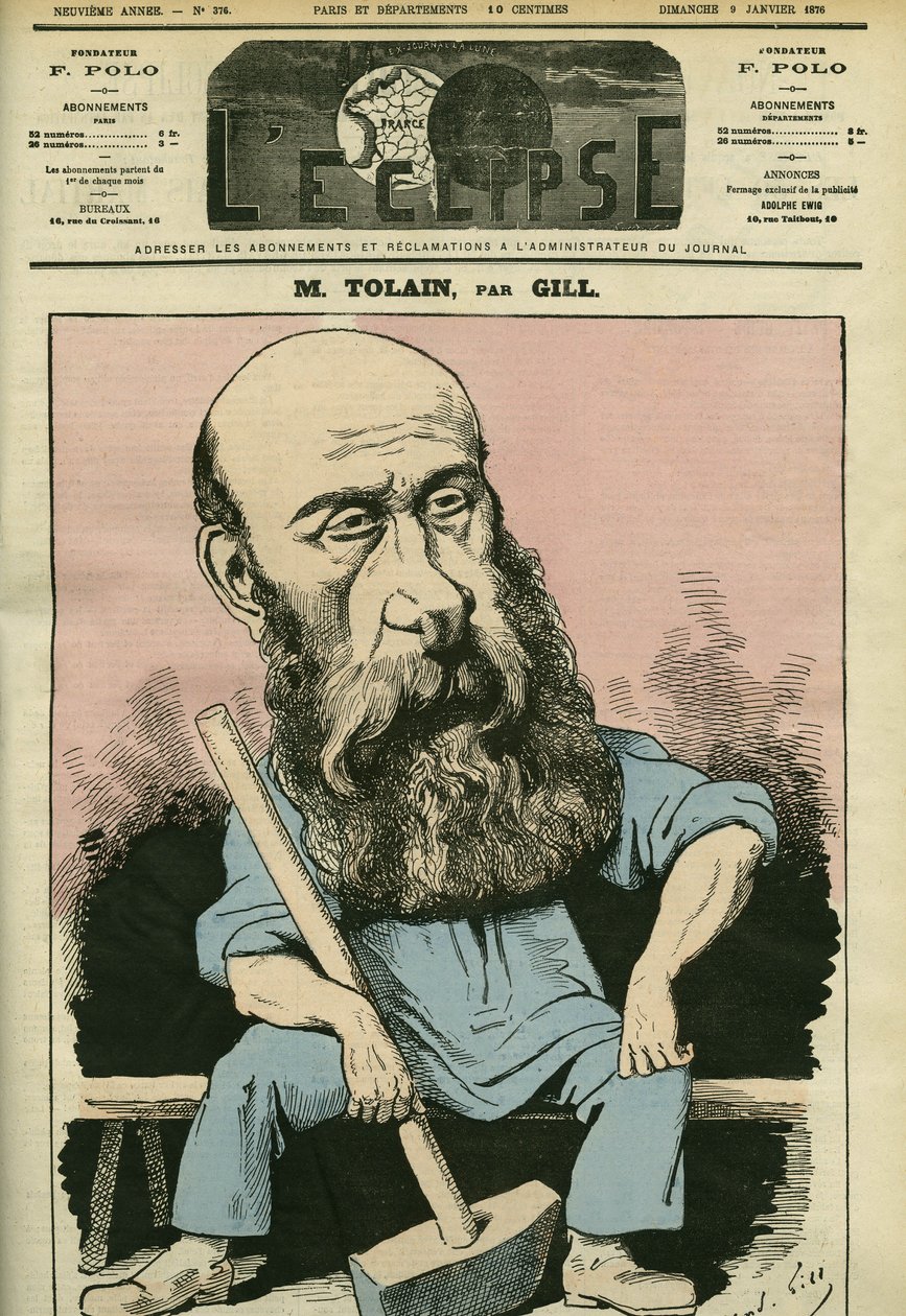 Portrett av Henri Louis Tolain (1828-1897), fransk gravør og politiker. Omslag i "" L