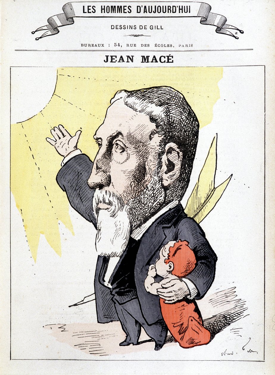 Portrett av Jean Macé, fransk pedagog Fransk pedagog, grunnlegger av Teaching League (1815-1894). i Men of Today, karikatur av Gill. av Andre Gill
