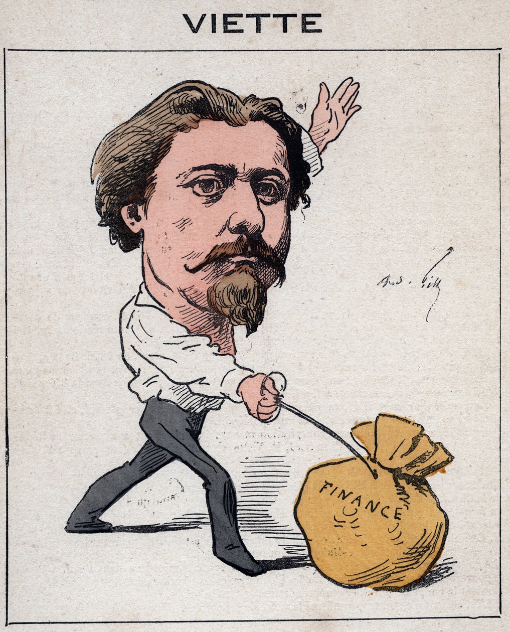 Portrett av Jules Francois Viette (1843-1894) fransk politiker - karikatur av Andre Gill, i «Les Hommes d'Today», Paris av Andre Gill