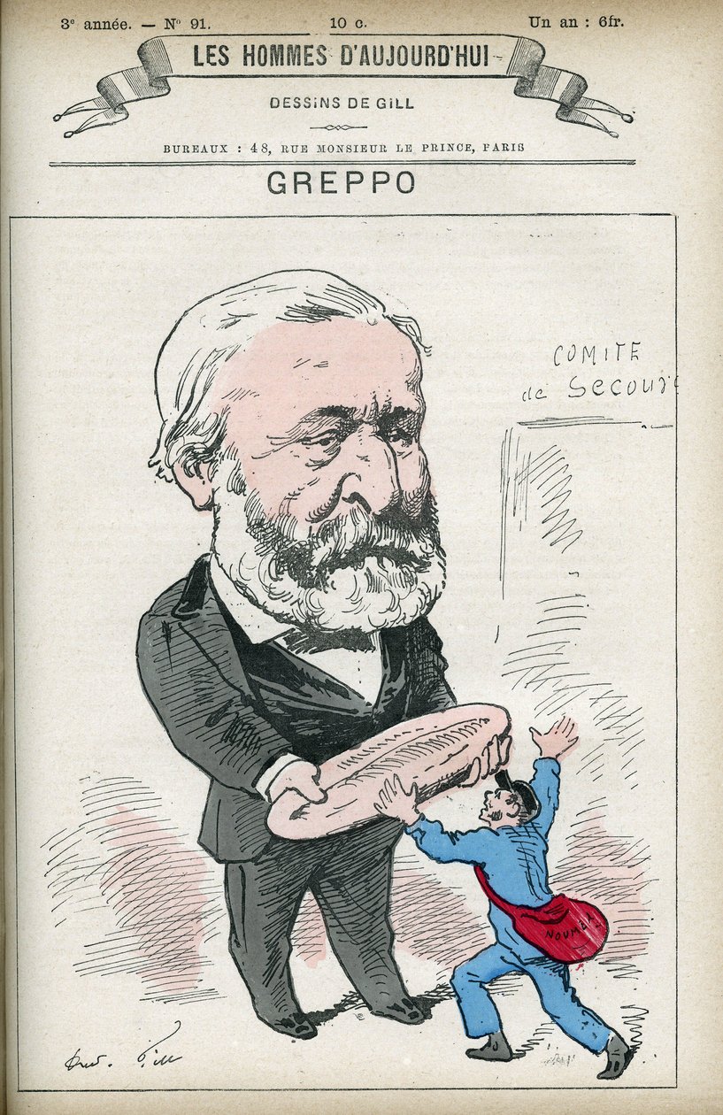 Portrett av Louis Greppo (1810-1888), en fransk politiker, han var stedfortreder for Rhône og Seinen. Tegneserie av Gill, Paris. av Andre Gill