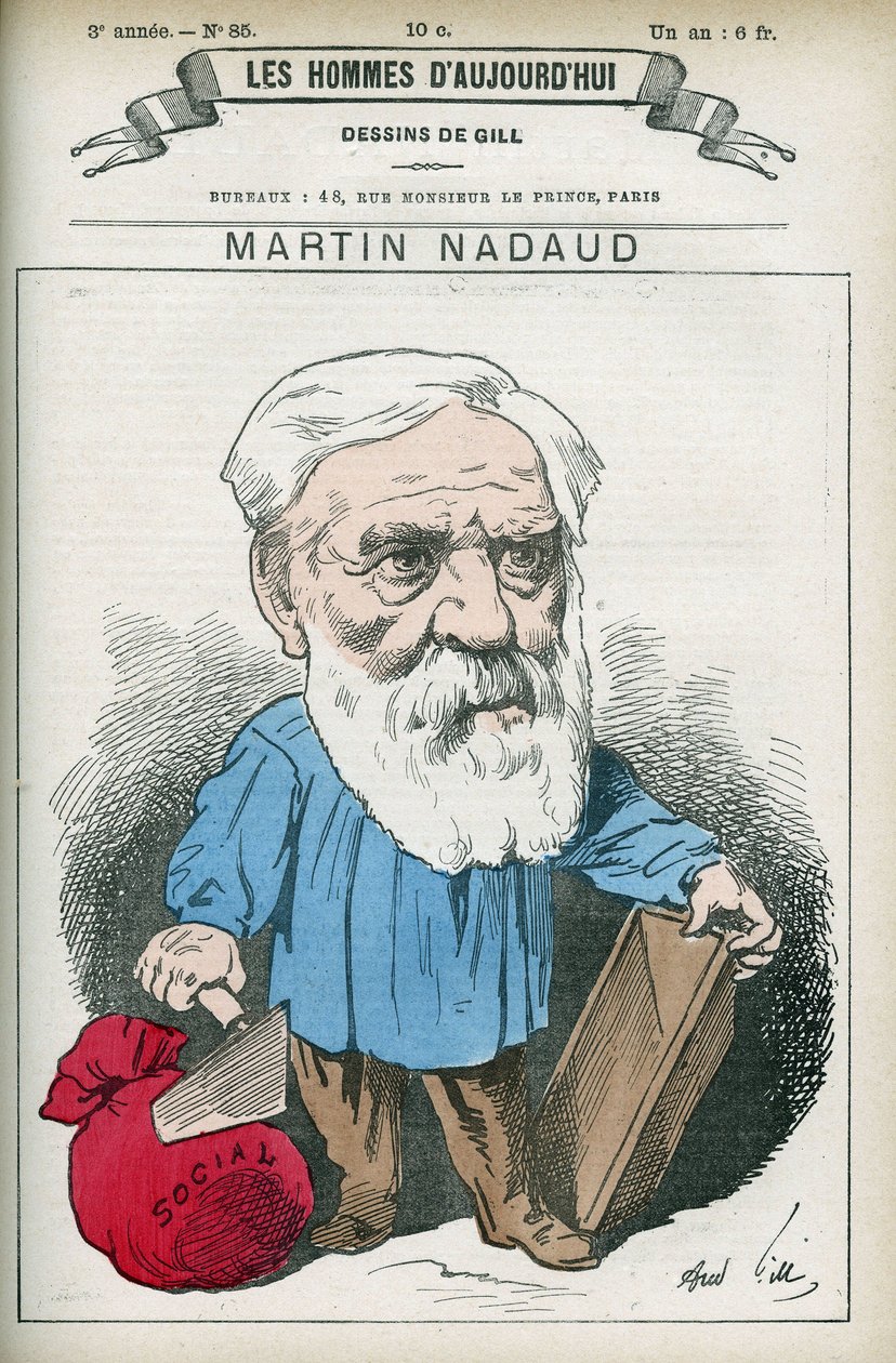 Portrett av Martin Nadaud (1815-1898), fransk mester og politiker, han var stedfortreder for Creuse fra 1876 til 1889. Tegneserie av Gill, Paris. av Andre Gill
