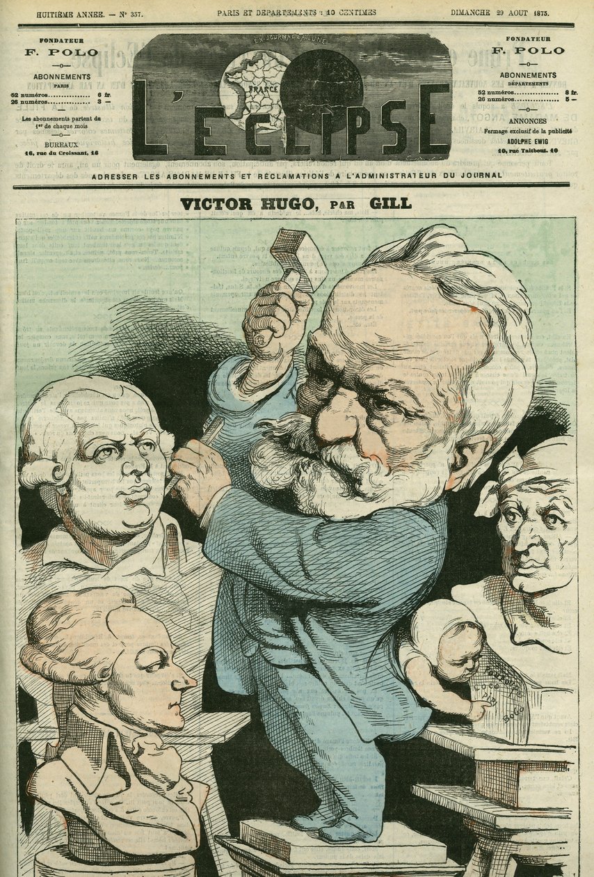 Portrett av Victor Hugo (1802-1885), fransk mann av bokstaver og politiker. Omslag i "" L