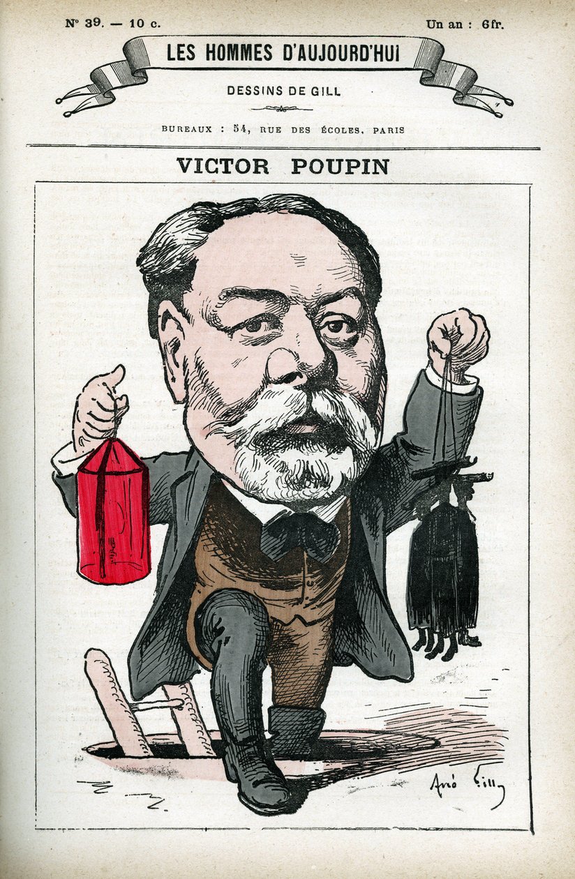 Portrett av Victor Poupin (1838-1906), fransk politiker. Tegneserie av Gill, i «Les Homme d'Today», Paris av Andre Gill