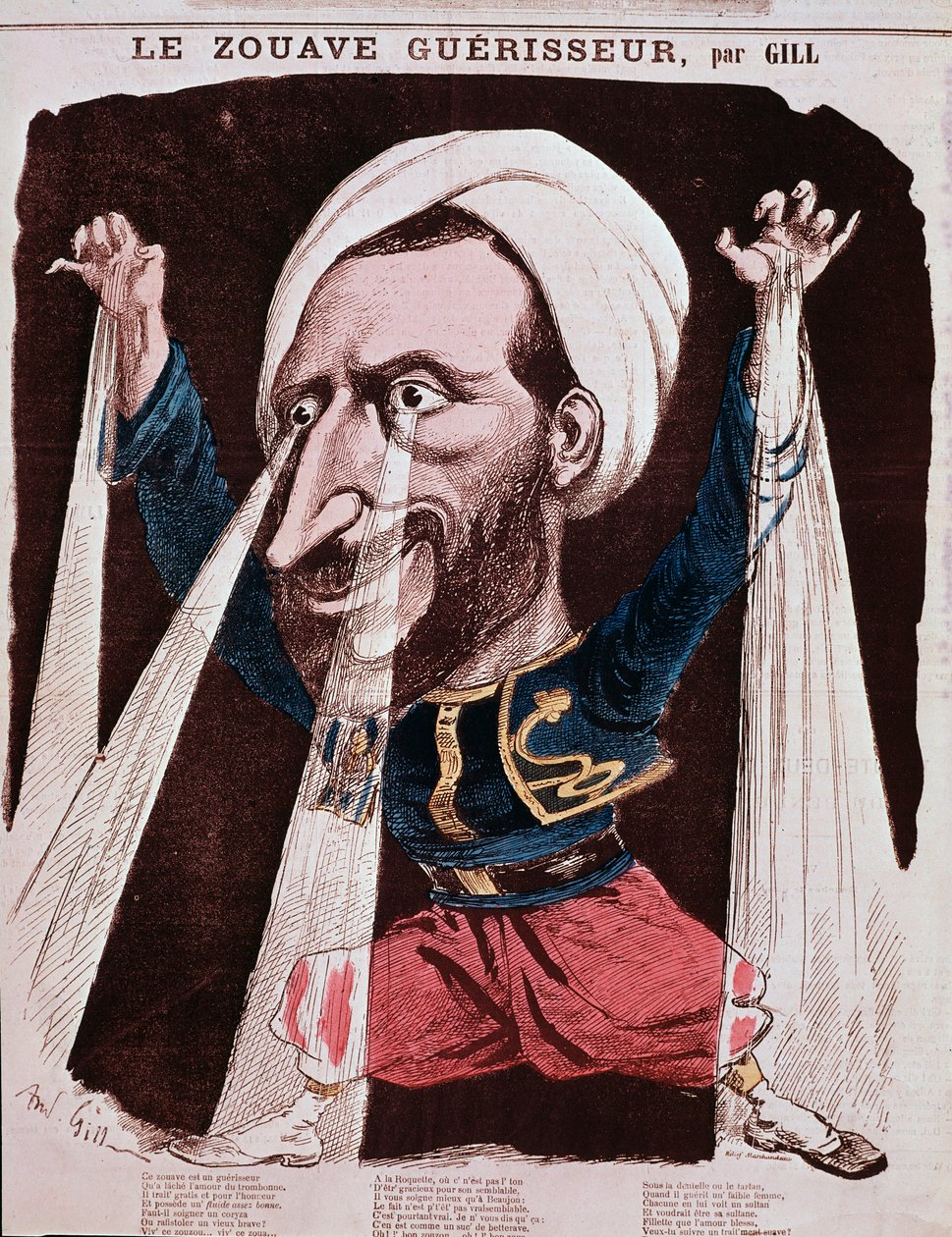 Portrett av healeren Jacob kalt zouave Jacob (gravering av Andre Gill
