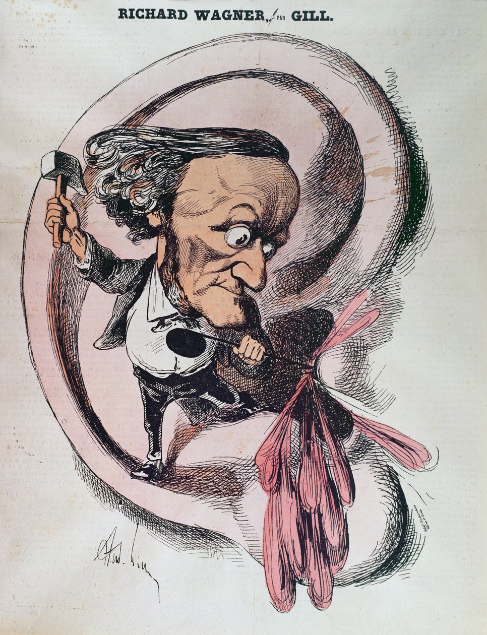 Richard Wagner deler verdens trommehinne, illustrasjon i 