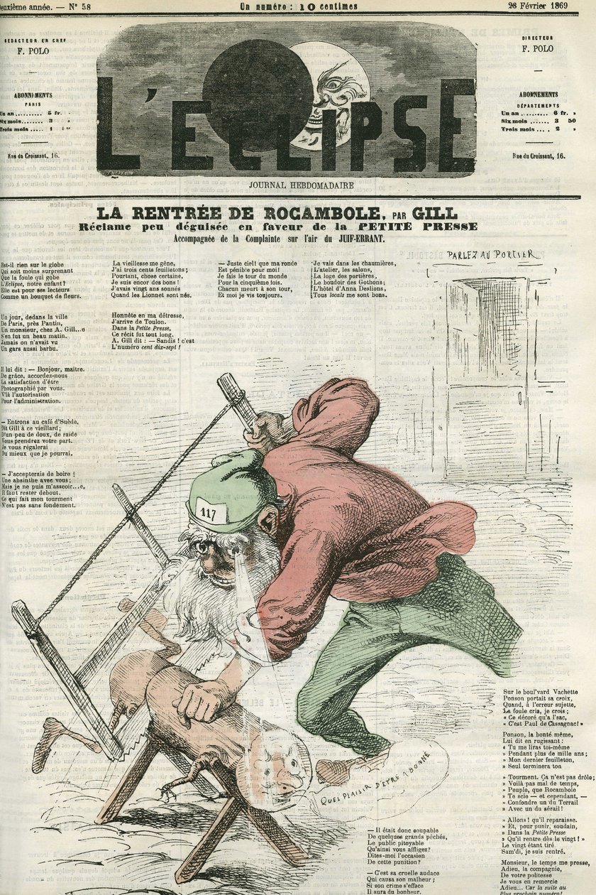 Rocamels leie, annonse for «La Petite Presse». Omslag i "" L