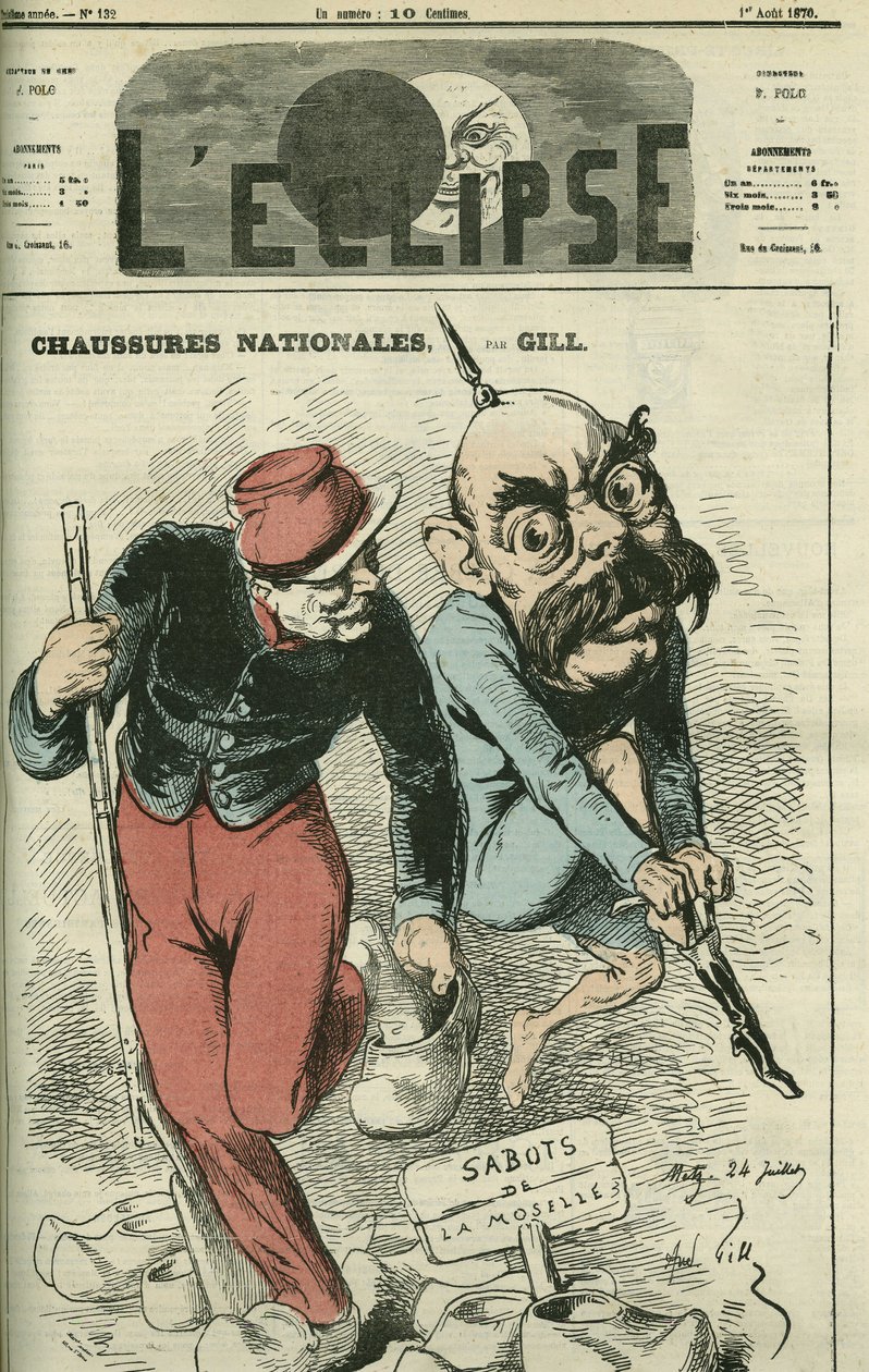 Sko Nationales, Otto von Bismarck (1815-1898) byttet ut støvlene sine mot treskoene på Mosel. Omslag i "" L