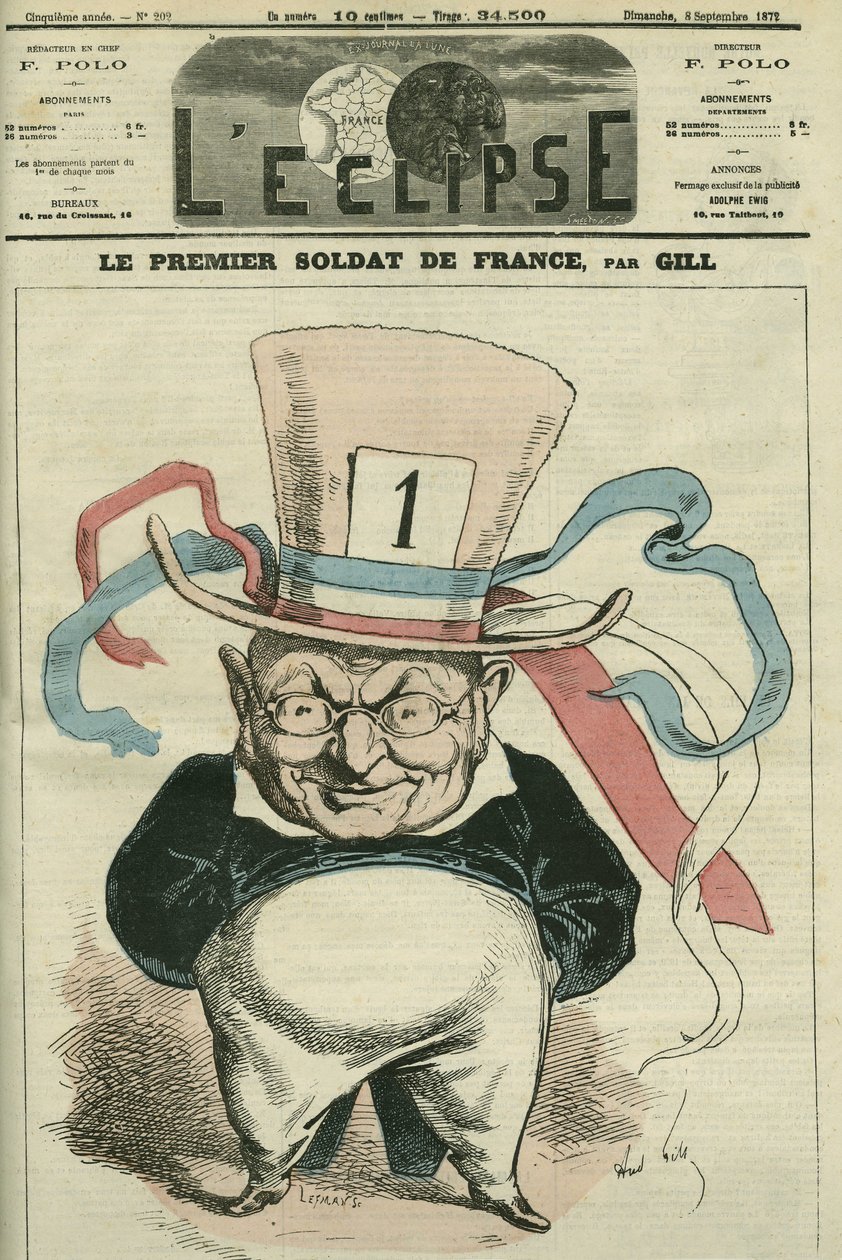 Den første soldaten i Frankrike, Adolphe Thiers (1797-1877), fransk historiker og statsmann. Omslag i "" L