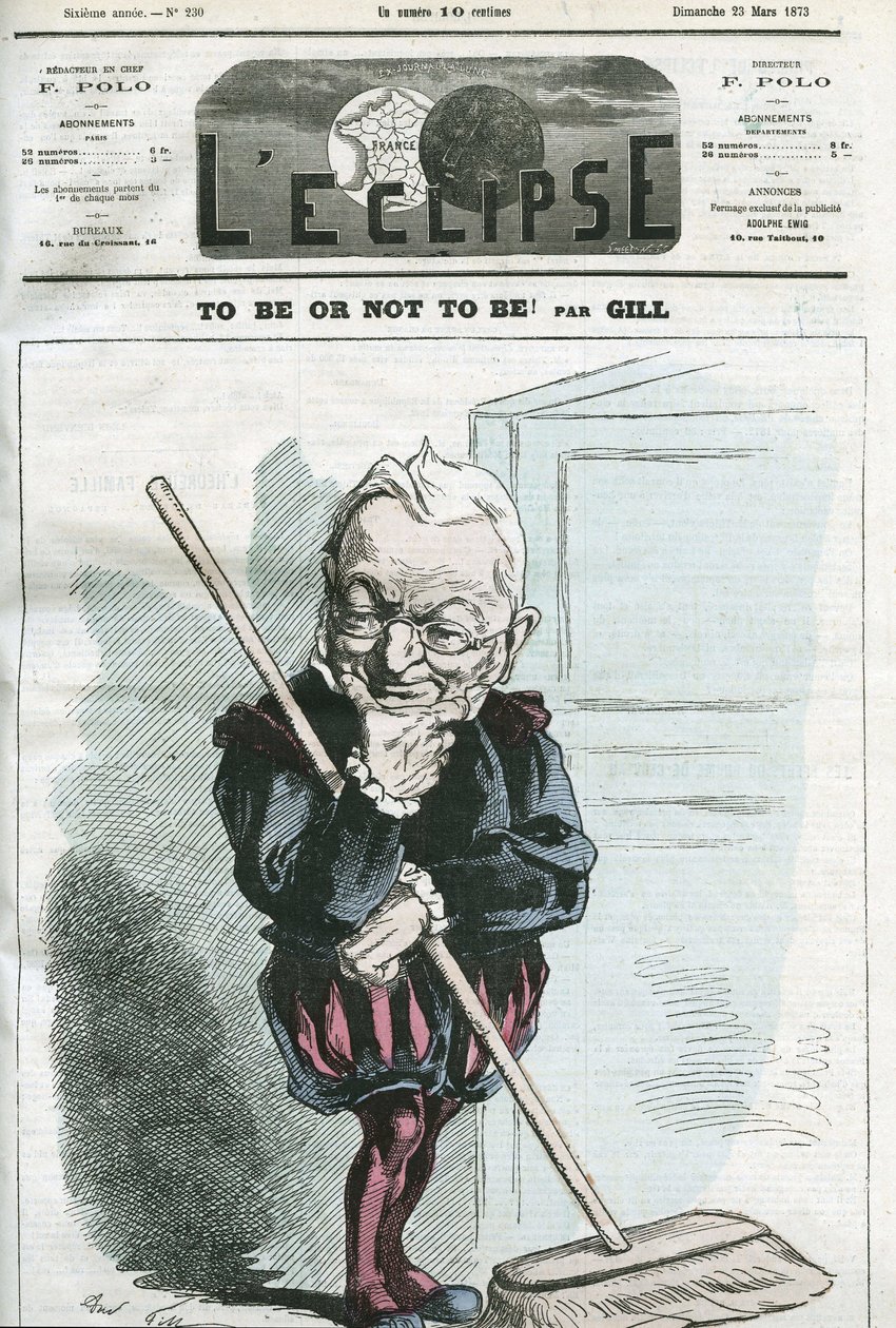 Å være eller ikke være, tegneserie av Adolphe Thiers (1797-1877), fransk statsmann. Omslag i "" L