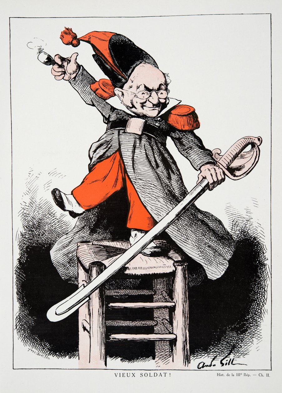 Old Soldier!, fra History of the Third Republic, Vol. I, Politisk historie, pub.1933 av Andre Gill