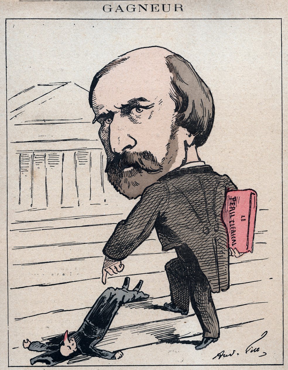 Wladimir Gagneur (1807-1889) Fourierist og sosialistisk økonom, stedfortreder for Jura (1873) - Tegneserie av Andre Gill i «Les Hommes d