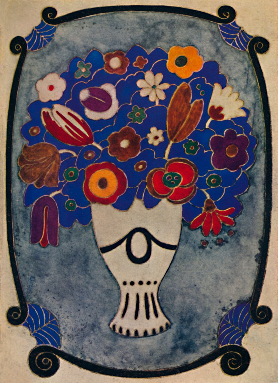 Bokbind i pergament, bearbeidet og farget, 1914 av Andre Mare